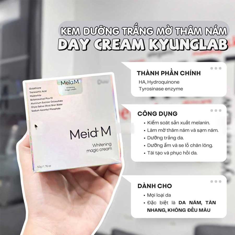 Kem Dưỡng Trắng Mờ Thâm Nám Tàn Nhang Mela M Hàn Quốc Hộp 50gr