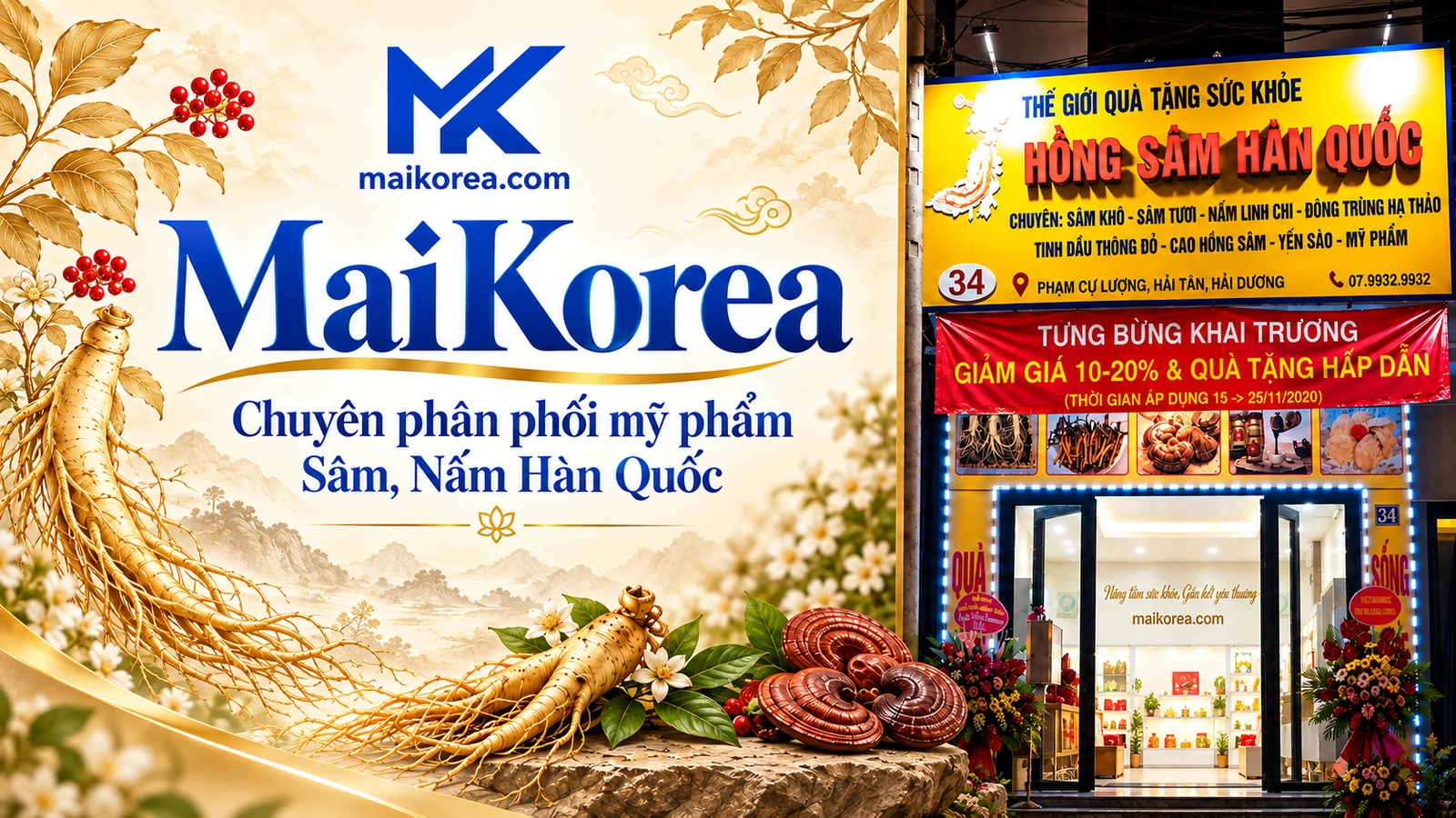 Mai Korea – chuyên phân phối mỹ phẩm, sâm và nấm Hàn Quốc